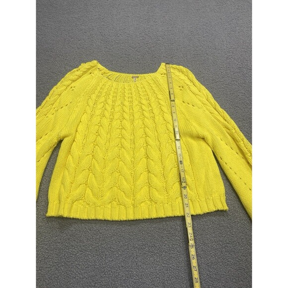 Free People Women Sweater Yellow Chunky Holiday Cotton BlendPreppy Boho M New - Picture 3 of 8